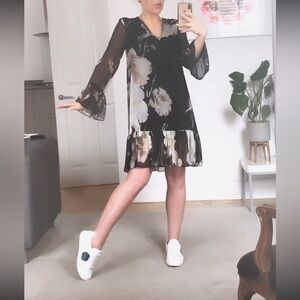 Religion Dark Floral super feminine floaty ruffled dress